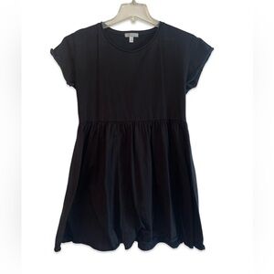 Black Mini Dress with Gathered Skirt - Womens